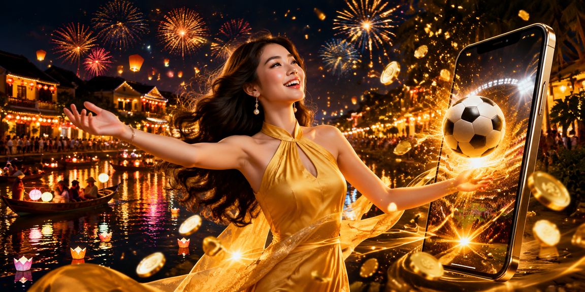 Người hâm mộ bóng đá cổ vũ sôi nổi trong lễ hội ở Hội An